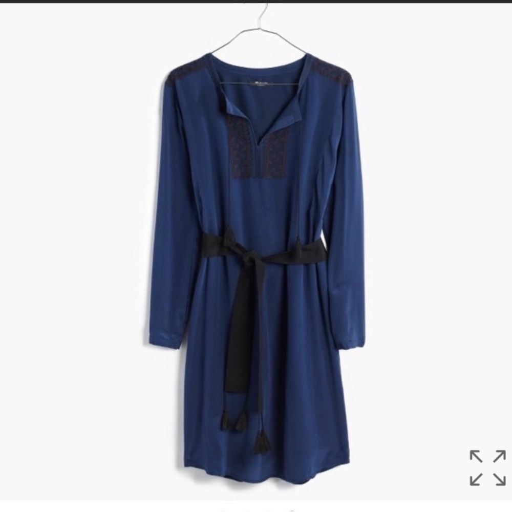 Madewell 100% Silk Embroidered Shift Tunic Prologue Small